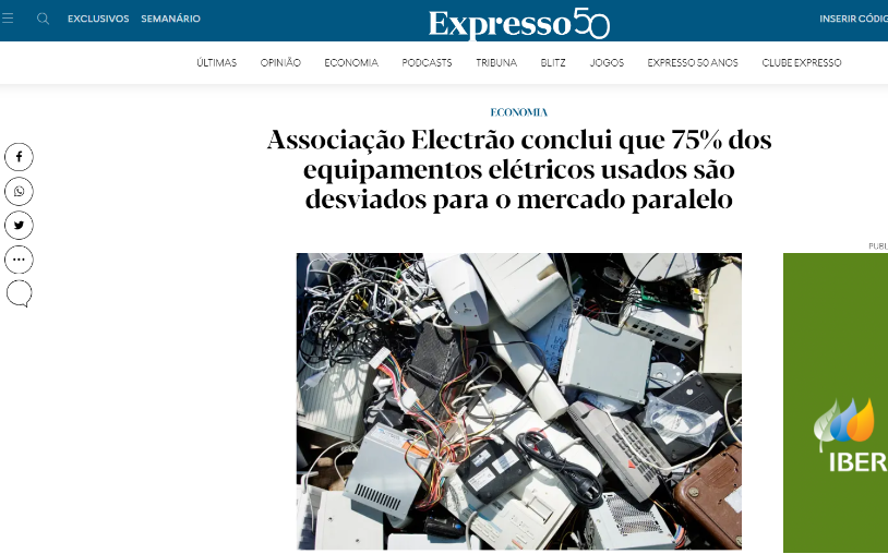 Electrão Association concludes that 75% of used electrical equipment is diverted to the parallel market
