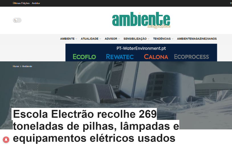 Escola Electrão recolhe 269 toneladas de pilhas, lâmpadas e equipamentos elétricos usados