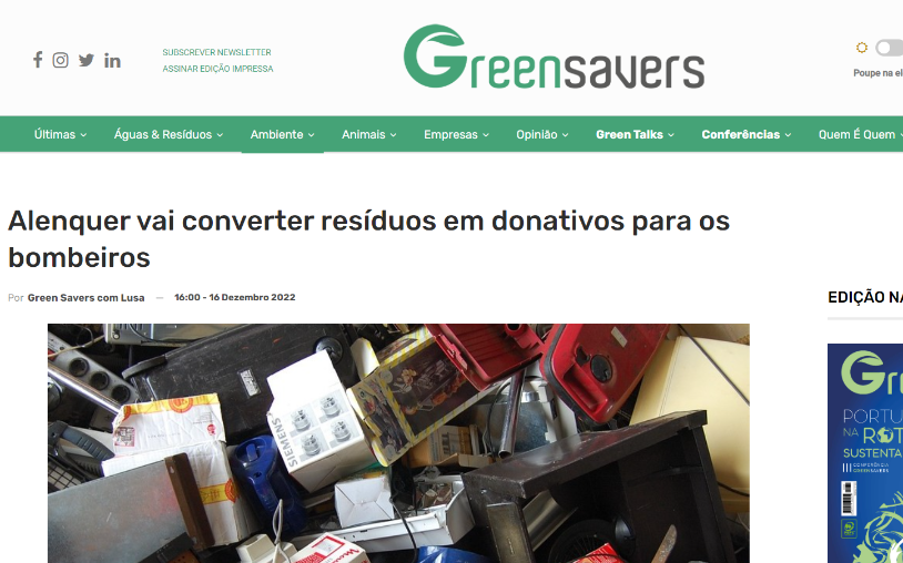 Alenquer will convert waste into donations to firemen