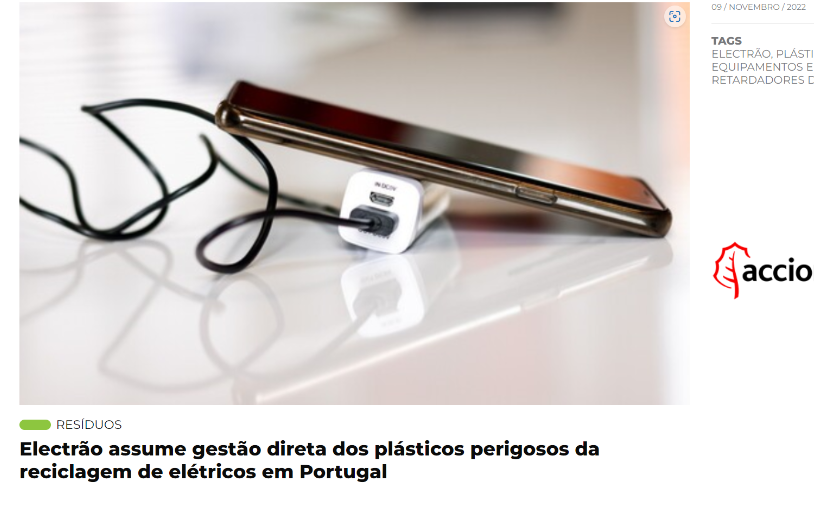Electrão assumes direct management of hazardous plastics from electric recycling in Portugal