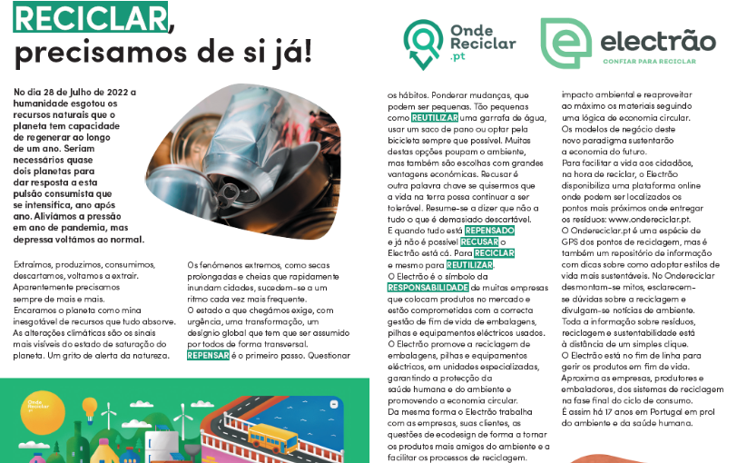 Electrão joined the SER manuals, an initiative of the newspapper Expresso, about sustainability